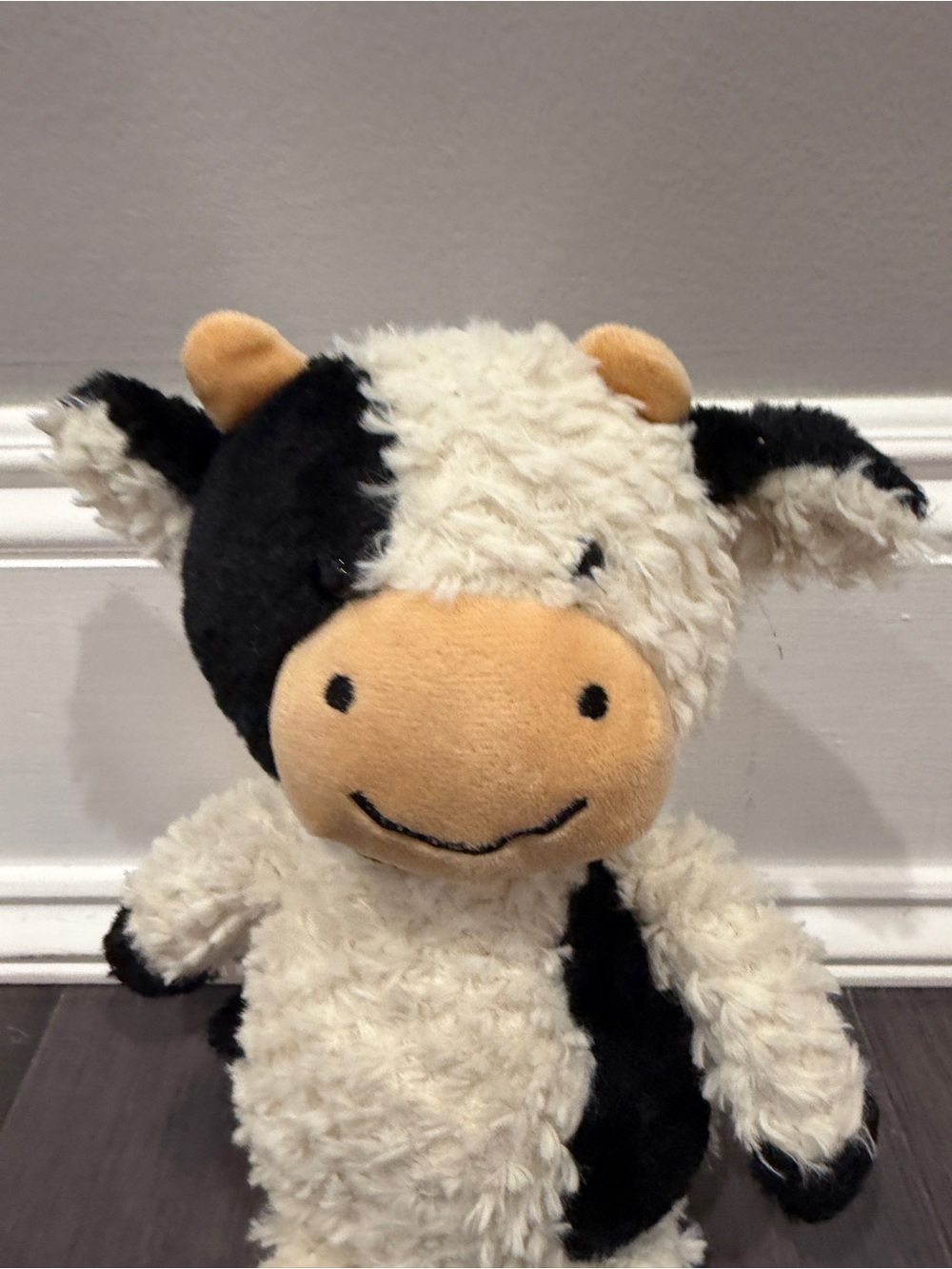 Dog Pet Plush Cow Stuffed Animal - Black, Cream, Tan 12” in Toy - Picture 4 of 5
